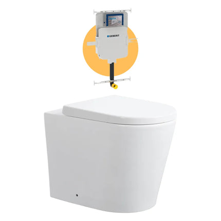 Alice Rimless Extra Height Wall Faced Floor Pan Toilet Ceramic White 620X360X445