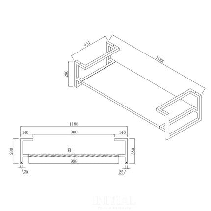 Neta White 1200 Wall Hung Cabinet Double Drawers 1190X460X550 ,