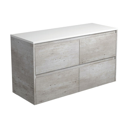 Fienza Amato Industrial 1200 Wall Hung Cabinet, Solid Drawers, Bevelled Edge , Cabinet Only Industrial Panels