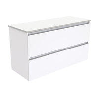 Fienza Quest Gloss White 1200 Wall Hung Cabinet, 2 Solid Drawers , Cabinet Only