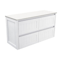 Fienza Hampton Satin White 1200 Wall Hung Cabinet, 4 Internal Drawers , Cabinet Only