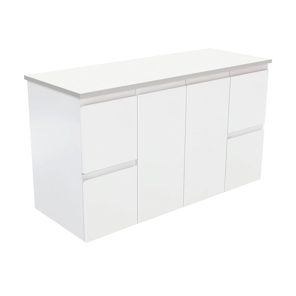 Fienza Figerpull Satin White 1200 Wall Hung Cabinet, Solid Doors , Cabinet Only