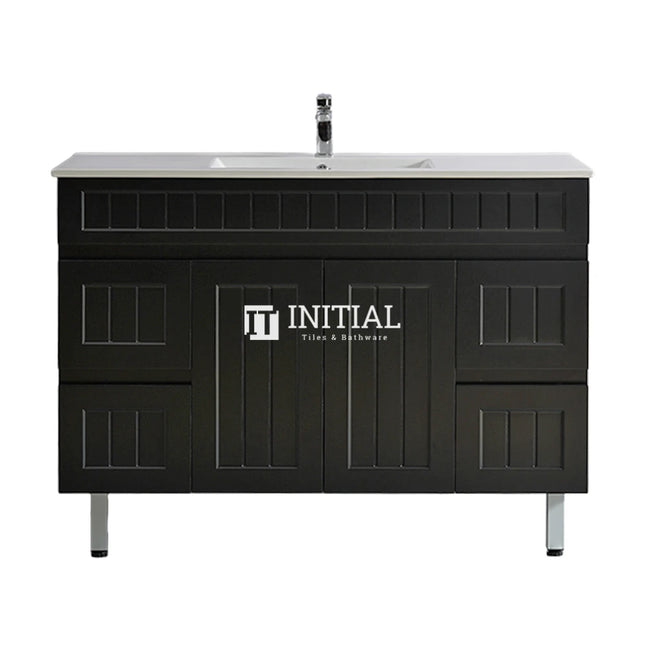 Modern Shaker Matt Black Freestanding Floor Vanity Cabinet & Ceramic Top Single Bowl 1200X460X860 ,