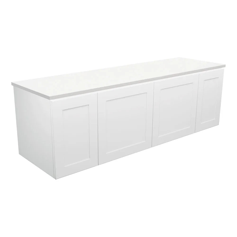 Fienza Mila Satin White 1500 Shaker Front Wall-Hung Cabinet Double Bowls