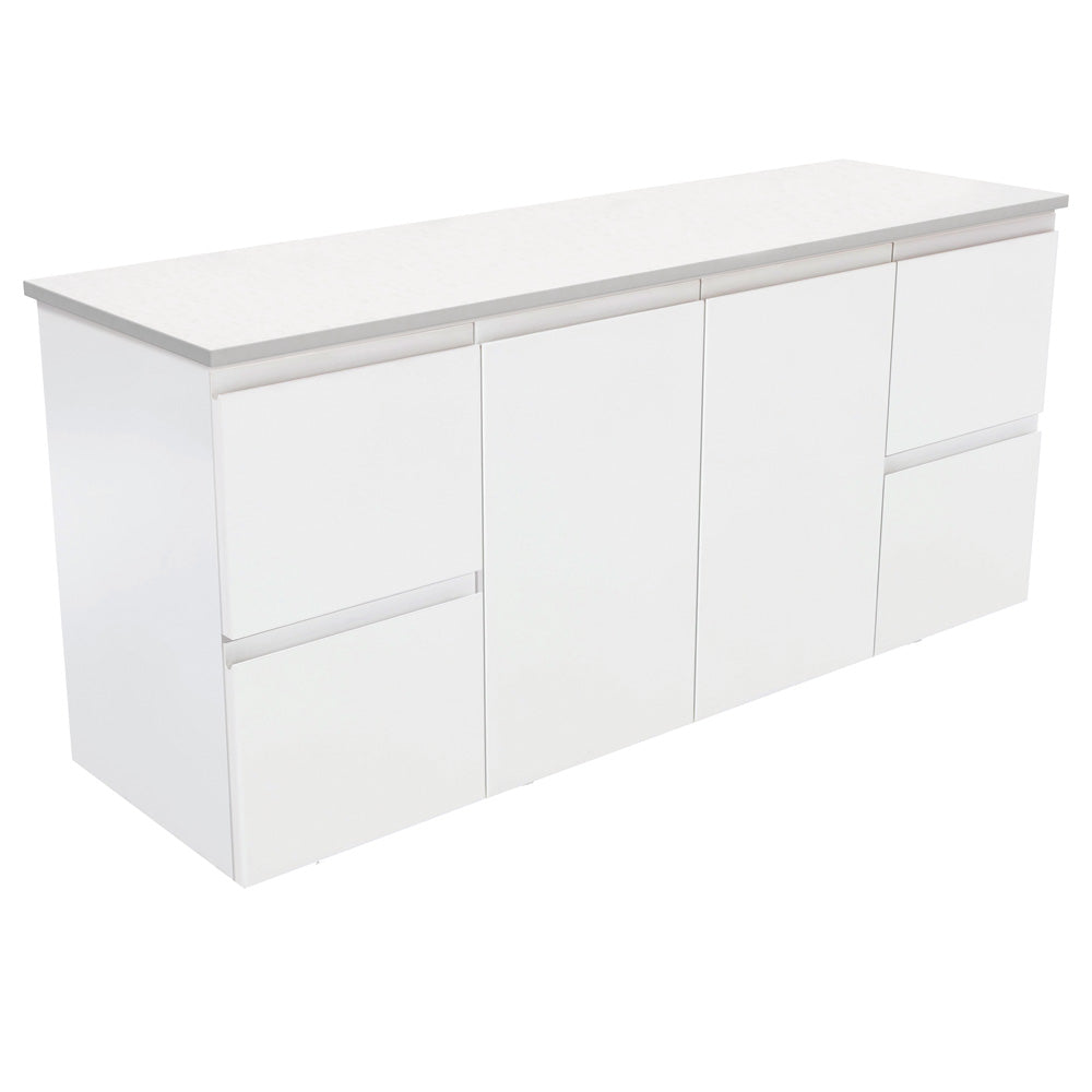 Fienza Fingerpull Satin White 1500 Wall Hung Cabinet, Solid Doors , Cabinet Only Cabinet Only