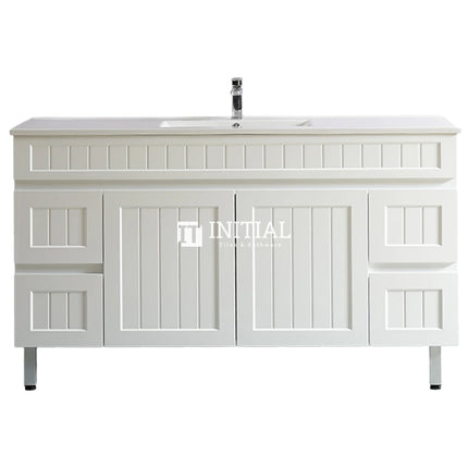 Modern Shaker Matt White Freestanding Floor Vanity Cabinet & Ceramic Top Single Bowl 1500X460X860 ,