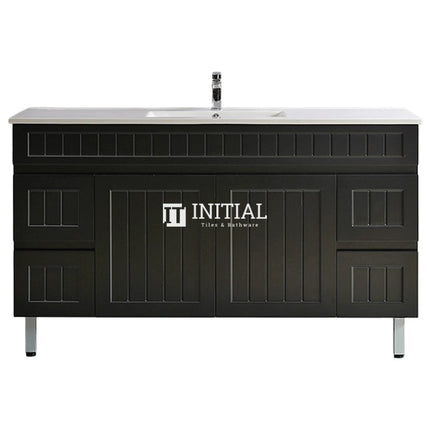 Modern Shaker Matt Black Freestanding Floor Vanity Cabinet & Ceramic Top Single Bowl 1500X460X860 ,