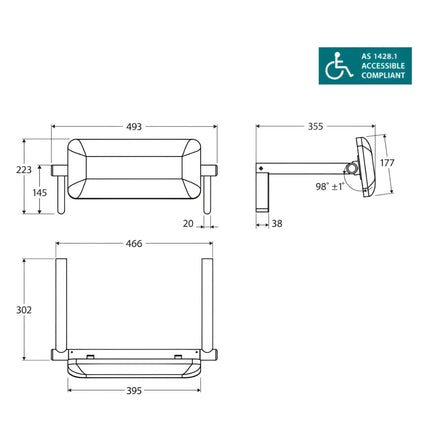 Fienza Care Back Rest Chrome