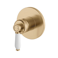 Fienza Eleanor Wall Mounted Shower Mixer Gold with White Handle , Default Title