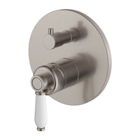 Fienza Eleanor Wall Mounted Shower Diverter Mixer Brushed Nickel with White Handle , Default Title