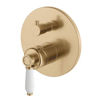 Fienza Eleanor Wall Mounted Shower Diverter Mixer Gold with White Handle , Default Title