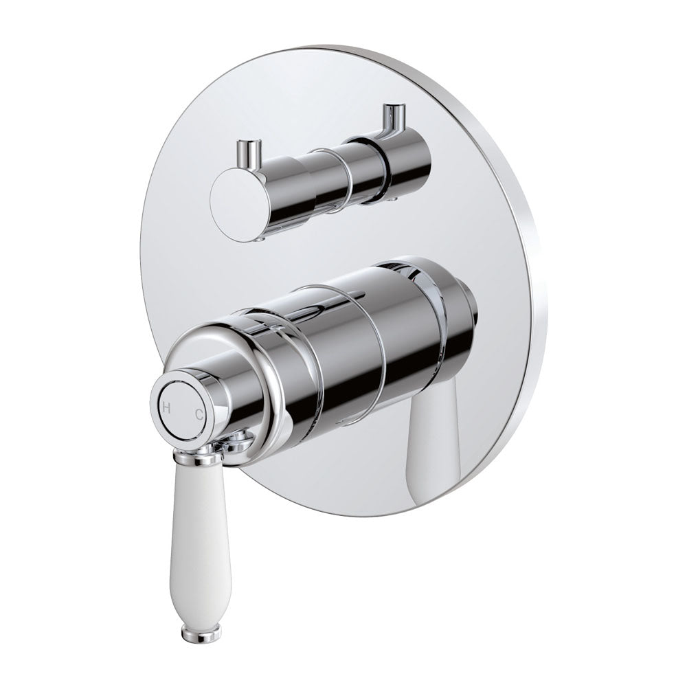 Fienza Eleanor Wall Mounted Shower Diverter Mixer Chrome with White Handle , Default Title