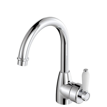 Eleanor Gooseneck Basin Mixer Chrome with Ceramic Handle