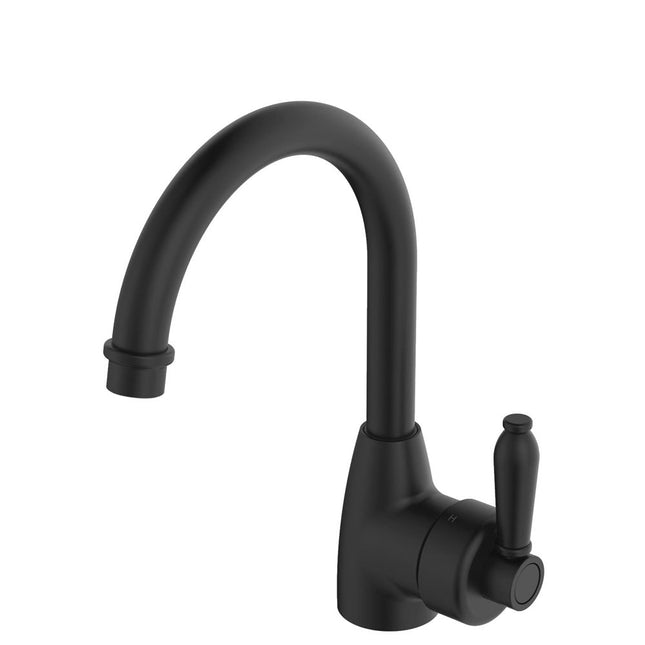 Fienza Eleanor Gooseneck Basin Mixer Tap Matte Black , Default Title