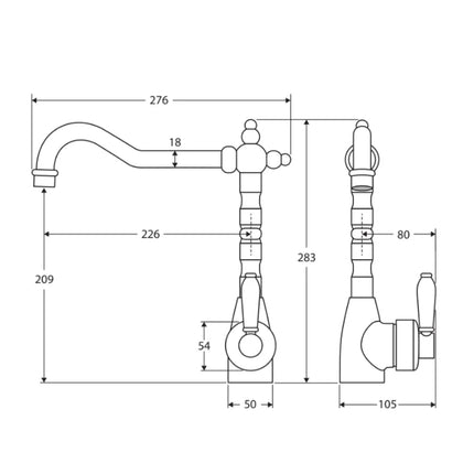 Eleanor Shepherds Crook Kitchen Sink Mixer Brushed Nickel ,