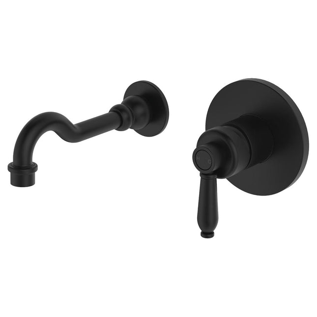 Fienza Eleanor Wall Basin Mixer Set Matte Black, 215mm Outlet , Default Title