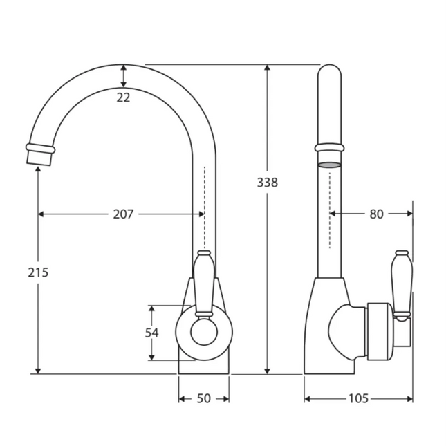 Eleanor Gooseneck Kitchen Mixer Matte Black ,