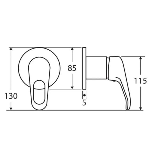 Fienza Loop Chrome Wall Shower Mixer ,