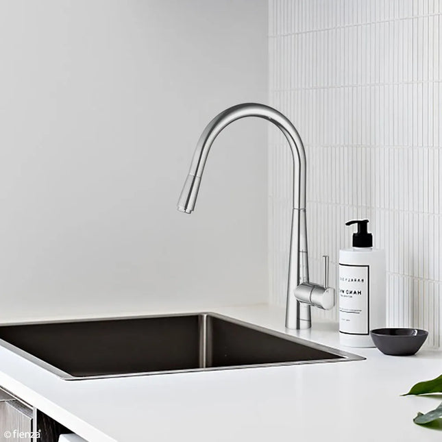 Hustle Deluxe Gooseneck Pull Out Kitchen Mixer Chrome