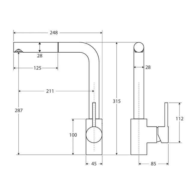 Isabella Deluxe Pull-Out Kitchen Mixer Brushed Nickel