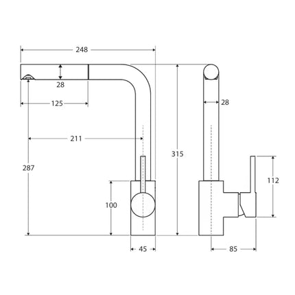 Isabella Deluxe Pull-Out Kitchen Mixer Brushed Nickel