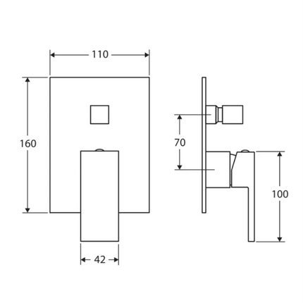 Fienza Jet Chrome Wall Shower Diverter Mixer, Square Design ,