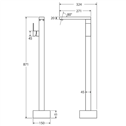 Jet Floor Mount Mixer Chrome ,