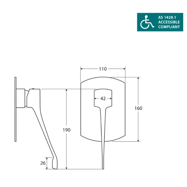 Fienza Koko Care Chrome Wall Basin Mixer ,