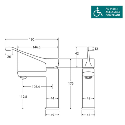 Fienza Koko Care Basin Mixer Tap Matte Black ,