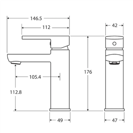 Fienza Koko Matt Black Fixed Basin Mixer Tap ,