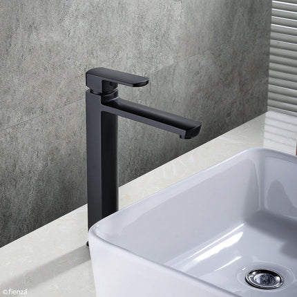 Fienza Koko Matt Black Fixed Basin Mixer Tap, 3 Sizes