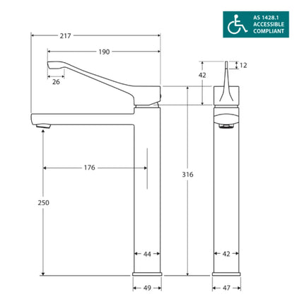 Fienza Koko Care Basin Mixer Tap Matte Black, 3 Sizes