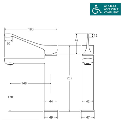 Fienza Koko Care Basin Mixer Tap Matte Black, 3 Sizes