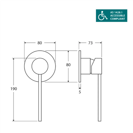 Fienza Hustle Care Matte Black Wall Basin Mixer, Round Plate ,