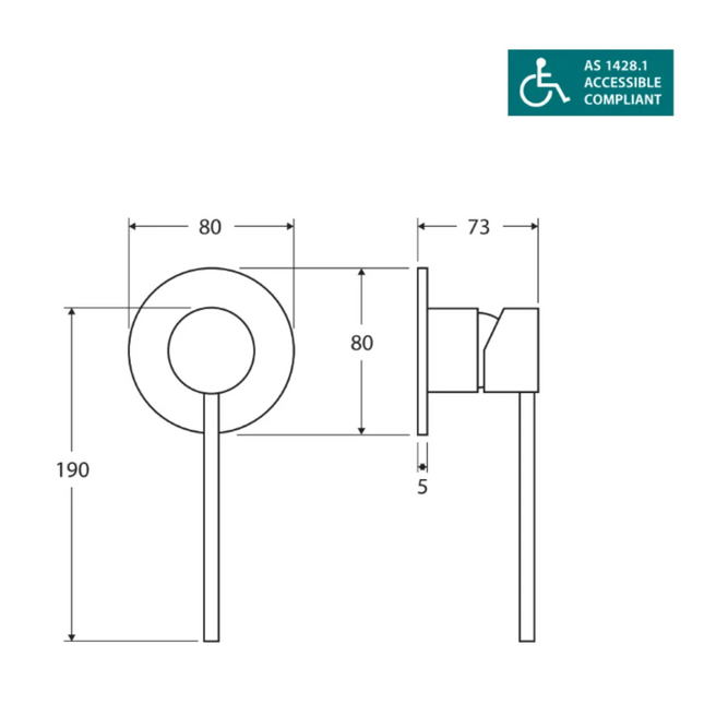 Fienza Hustle Care Matte Black Wall Basin Mixer, Round Plate ,