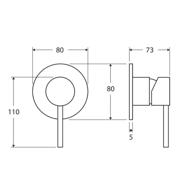 Fienza Hustle Matte Black Bath/Wall Shower Mixer, Round Plate, 35mm Cartridge ,