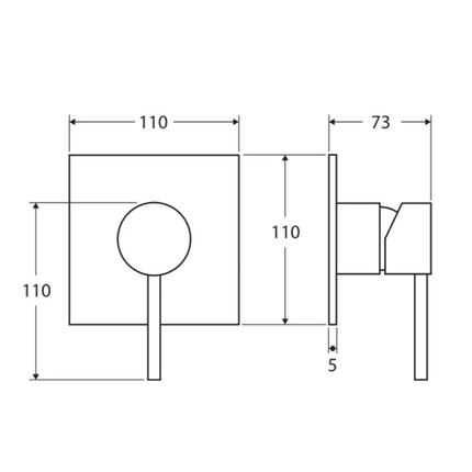Fienza Hustle Matte Black Wall Shower Mixer, Square Plate, 35mm Cartridge ,