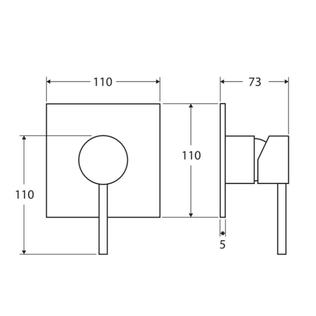 Fienza Hustle Matte Black Wall Shower Mixer, Square Plate, 35mm Cartridge ,