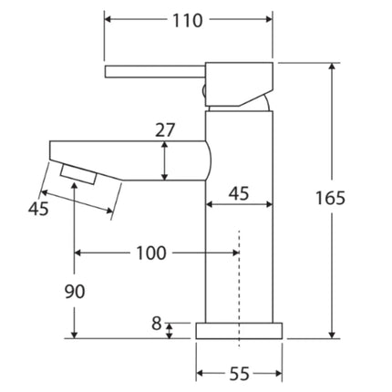 Fienza Hustle Short Matte Black Basin Mixer Tap, 35mm High ,