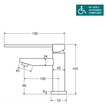 Fienza Hustle Care Short Matte Black Basin Mixer Tap ,