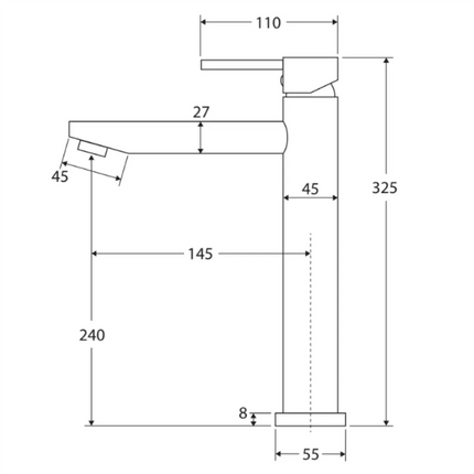 Fienza Hustle Matte Black Basin Mixer Tap, 2 Sizes