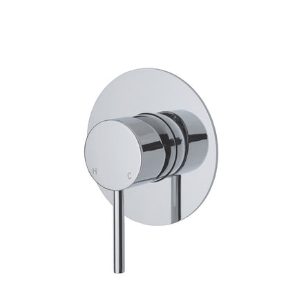 Fienza Kaya Chrome Wall Shower Mixer, Round Plate , Large Plate