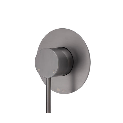 Fienza Kaya Gun Metal Wall Shower Mixer, Round Plate , Large Plate