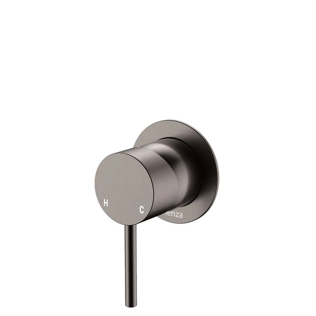 Fienza Kaya Gun Metal Wall Shower Mixer, Small Round Plate