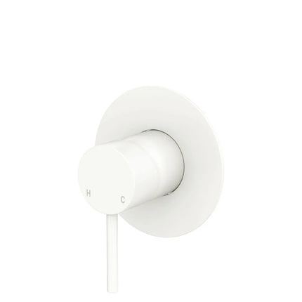 Fienza Kaya Matte White Wall Shower Mixer, Round Plate , Large Plate