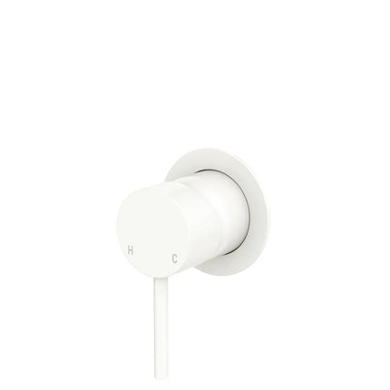 Fienza Kaya Matte White Wall Shower Mixer, Round Plate , Small Plate