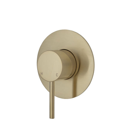 Fienza Kaya Gold Wall Shower Mixer, Round Plate , Large Plate