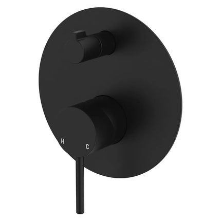 Kaya Wall Diverter Mixer Round Plate Matte Black , Large Plate