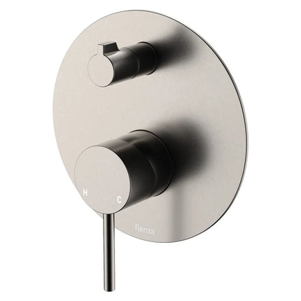 Kaya Wall Diverter Mixer Round Plate Brushed Nickel , Large Plate