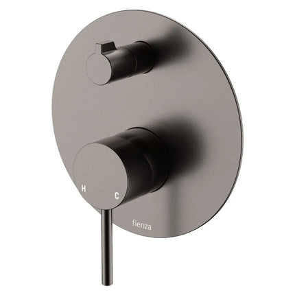 Kaya Wall Diverter Mixer Round Plate Gun Metal Grey ,